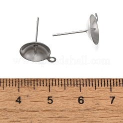 変色防止 304 ステンレススチール スタッドピアス金具  片穴パーツ用  ステンレス鋼色  11x8mm  穴：1.4mm  ピン：12x0.8mm&nbsp;STAS-P370-02E-P