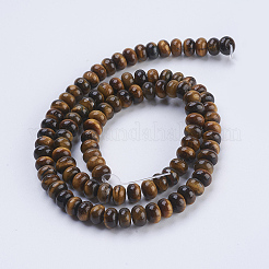 グレードAB天然タイガーアイビーズ連売り  ロンデル  6x4mm  穴：0.8mm  約96個/連  15.3インチ（39cm）&nbsp;G-P354-02-6x4mm