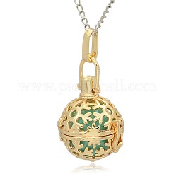 Golden Tone Brass Hollow Round Cage Pendants&nbsp;KK-J232-02G
