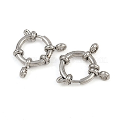 304ステンレススチールスプリングリング留め金  ステンレス鋼色  16x5mm  穴：2.8mm&nbsp;STAS-B095-03P-03