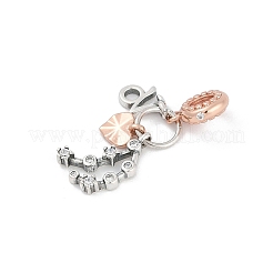 Brass Pendants with Cubic Zirconia European Beads&nbsp;LS-KK-Q015-01M