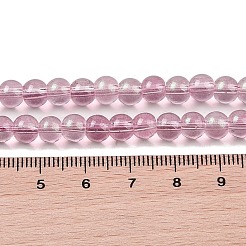 ガラスビーズ連売り  グリッターパウダー付き  ラウンド  ショッキングピンク  6x5.5mm  穴：1mm  約142個/連  29.92''（76センチメートル）&nbsp;X-GLAA-K068-01A-07