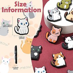 ペットテーマ PVC プラスチックカボション 60個 12色  猫の形  ミックスカラー  29.5~30x25x4mm  5個/カラー&nbsp;FIND-CJ0002-56