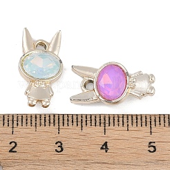 Uvメッキ合金ペンダント  ガラスと  鉛フリー＆カドミウムフリー  兎  ミックスカラー  ライトゴールド  18x10x5mm  穴：2mm&nbsp;FIND-M018-30KCG