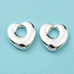 304ステンレススチールチャーム  ハートチャーム  925銀メッキ  12x12x3mm  穴：4mm&nbsp;X-STAS-N097-152S