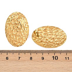 304ステンレススチール製ハンマー仕上げのオーバルスタッドピアス  イオンプレーティング（ip）  18KGP本金メッキ  29.5x19.5mm&nbsp;EJEW-I320-21G-03