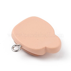 不透明樹脂ペンダント  かわいいウサギのチャーム  プラチナトーンの鉄ループ付き  カップ  食器  21x22.5x8mm  穴：2mm&nbsp;RESI-D064-02P-11