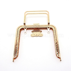 アイアン製がま口口金具  キスクラスプロック付き  バッグアクセサリー用  ライトゴールド  13.5x13.6x2.3cm&nbsp;LS-FIND-WH0065-73LG