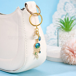 Shell Shape Alloy & Enamel & ABS Plastic Imitation Pearl Keychains&nbsp;KEYC-TADJ00006