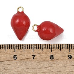 真鍮製エナメルペンダント  長持ちメッキ  カドミウムフリー＆鉛フリー  ラックめっき  18KGP本金メッキ  フルーツ  18.5x11x11mm  穴：2mm&nbsp;KK-I358-070G-02