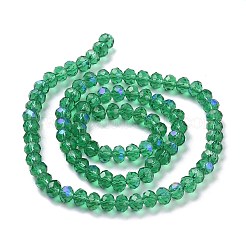 電気メッキガラスビーズセット  半分虹メッキ  多面カット  ロンデル  ダークシアン  2.9~3.3x2mm  穴：0.8mm  約135~140個/連  32~34cm&nbsp;EGLA-A034-T2mm-L12