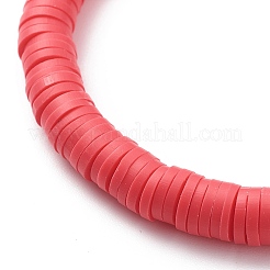 5Pcs 5 Color Handmade Polymer Clay Disc Surfer Stretch Bracelets Set&nbsp;BJEW-JB08800