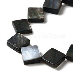 天然ブラックリップシェルビーズ連売り  菱形  14~14.5x14~14.5x3.5~4.5mm  穴：1.2mm  約28~29個/連  15.16''（38.5cm）〜15.59''（39.6cm）&nbsp;BSHE-D300-09