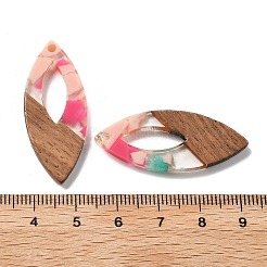 樹脂とクルミのペンダント  馬の目  濃いピンク  38x15.5x3mm  穴：2mm  内径：16mm&nbsp;FIND-R051-12H