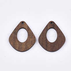 ウォールナットウッドペンダント  ティアドロップ  サドルブラウン  32.5~33x27.5x2mm  穴：2mm&nbsp;WOOD-S054-14