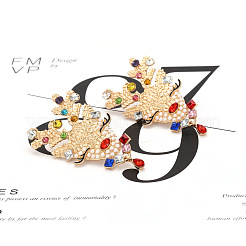 鹿の亜鉛合金ラインストーンダングルスタッドピアス  模造パールと  ゴールドカラー  62x33mm&nbsp;FS-WG45396-01
