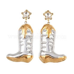 Two Tone Cowboy Boot 304 Stainless Steel Dangle Stud Earrings&nbsp;STAS-H249-21GP