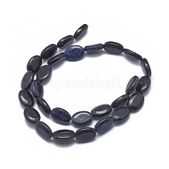 合成ブルーゴールドストーン青金砂石ビーズ連売り  オーバル  14x10x4.5mm  穴：1mm  約28個/連  15.3インチ（39cm）&nbsp;G-G793-21A-02