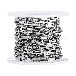 304ステンレススチールペーパークリップチェーン  溶接されていない  スプールで  ステンレス鋼色  8x3x1.5mm&nbsp;CHS-WH0020-005P