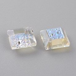 エンボスガラスラインストーンペンダント  異常エンボススタイル  菱形  多面カット  月光  対角長さ：13mm  辺の長さ：10mm  13x13x5mm  穴：1.2mm&nbsp;GLAA-J101-03A-001MO