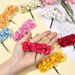120色の紙製造バラの花10個  DIY 工芸品ホームフェスティバル装飾パーティーの装飾  ミックスカラー  83x18x9mm  12個/カラー&nbsp;DIY-SP0005-83