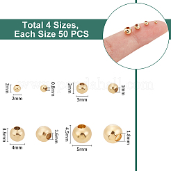 304ステンレススチールビーズ  中空ラウンド  ゴールドカラー  3~5x2~4.5mm  穴：0.8~1.8mm  200個/箱&nbsp;STAS-UN0012-45