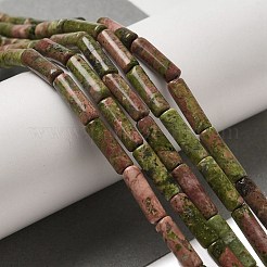 天然石ユナカイトビーズ連売り  コラム  13~14x4~4.5mm  穴：1.2mm  約14個/連  7.48''（19センチメートル）&nbsp;G-U010-A04-01