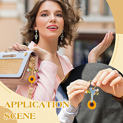 12Pcs 6 Colors Sunflower Resin & Transparent Acrylic & Alloy Enamel Bee Keychains&nbsp;KEYC-MA00008