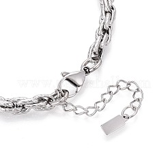 6mm 304ステンレススチール製テクスチャードロープチェーンネックレス（男性用）  ステンレス鋼色  17.72インチ（45cm）&nbsp;NJEW-N062-01P