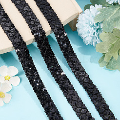 プラスチックスパンコールビーズ  スパンコールビーズ  装飾アクセサリー  3列パレットロール  フラットラウンド  ブラック  20x1.2mm  13m /カード&nbsp;OCOR-WH0079-78A