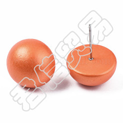 Painted Half Round Schima Wood Earrings for Girl Women&nbsp;EJEW-T017-02