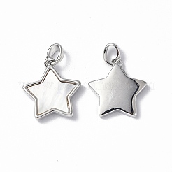 真鍮チャーム  淡水シェル  ニッケルフリー  星のチャーム  プラチナ  16.5x15x3mm  穴：3.5x2mm&nbsp;KK-R134-035P