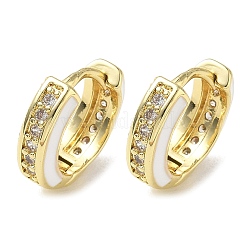 Brass Micro Pave Cubic Zirconia Hoop Earring&nbsp;KK-CBA98BA-07G-B