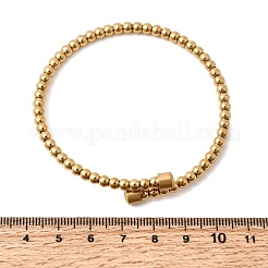 304ステンレススチール製ラウンドビーズバングル（女性用）  イオンプレーティング（ip）  長持ちメッキ  ゴールドカラー  内径：2.32インチ（5.9cm）&nbsp;BJEW-D436-01G
