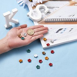 5枚の花びらの環境に優しい牛革ビーズキャップ  花  ミックスカラー  13x13x3.5mm  穴：1.6mm&nbsp;FIND-S301-03-M