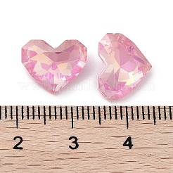 ガラスラインストーンカボション  ポイントバック＆バックメッキ  多面カット  ハート  ライトローズ  10x12x5mm&nbsp;RGLA-G020-04C-123AM