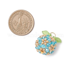 アクリルとガラスのシードビーズペンダント  フルーツ  丸カン付き  ミックスカラー  24x20.5mm&nbsp;PALLOY-MZ00880
