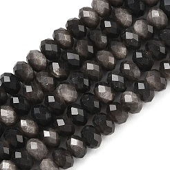 Natural Silver Sheen Obsidian Bead Strands&nbsp;G-D344-A10