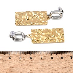 女性用304ステンレススチールダングルスタッドピアス  ゴールデン·ステンレス鋼色  長方形  52x15.5mm&nbsp;EJEW-F412-01GP-02
