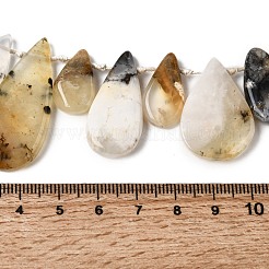 天然のアフリカオパールビーズ連売り  フラットティアドロップ  トップ掘削  17~38x8~21x3~5mm  穴：1.5mm  約35個/連  15.35''（39cm）〜16.14''（41cm）&nbsp;G-D365-B01