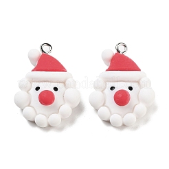 クリスマステーマの不透明樹脂ペンダント  クリスマスチャーム  サンタクロース  27x20x8mm  穴：2mm&nbsp;RESI-N039-109