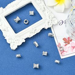 10個5スタイル真鍮製マイクロパヴェキュービックジルコニアビーズ  コラム  長持ちメッキ  鉛フリー＆カドミウムフリー  プラチナ  8~10.5x3.5~9mm  穴：2~4.5mm&nbsp;KK-CJ0004-20