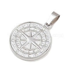 304ステンレスペンダント  コンパス  ステンレス鋼色  26x22x3mm  穴：6.5x4mm&nbsp;STAS-C154-06A-P
