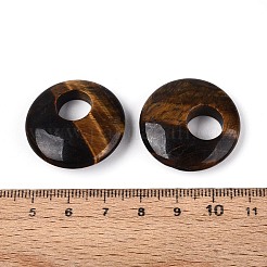 天然石タイガーアイペンダント  フラットラウンドのチャーム  27.5~28.5x6.5~9mm  穴：9.5~10mm&nbsp;G-T144-42C