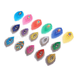 32Pcs 16 Style Peacock Feathers Polyester Embroidery Cloth Self Adhesive Patches&nbsp;DIY-PJ0001-26