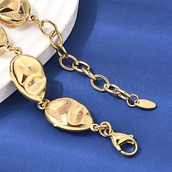 316L Surgical Stainless Steel Textured Flat Teardrop Link Chain Necklaces&nbsp;NJEW-D297-03G