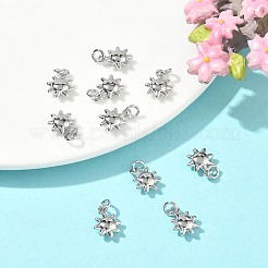 シーグレース真鍮チャーム  太陽のチャーム  カドミウムフリー＆ニッケルフリー＆鉛フリー  プラチナメッキ  10x8x3mm  穴：2.5mm&nbsp;XGRQ3D643-470P