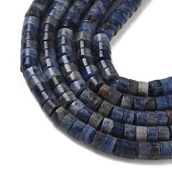 天然石ソーダライトビーズ連売り  ヒシビーズ  フラットラウンド/ディスク  4~4.5x2.5mm  穴：0.7mm  約154個/連  15インチ&nbsp;G-H230-10