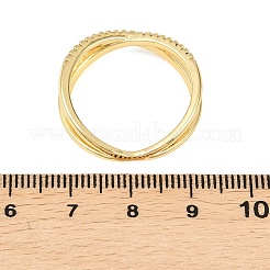 真鍮製マイクロパヴェキュービックジルコニア指輪指輪  クロスリングを縦横に  18KGP本金メッキ  6.5mm  内径：20.8mm&nbsp;RJEW-D340-01G-06