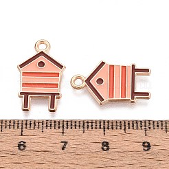 合金エナメルチャーム  ゴールドカラー  ハウス  20x12x1mm  穴：1.6mm&nbsp;ENAM-T022-60B